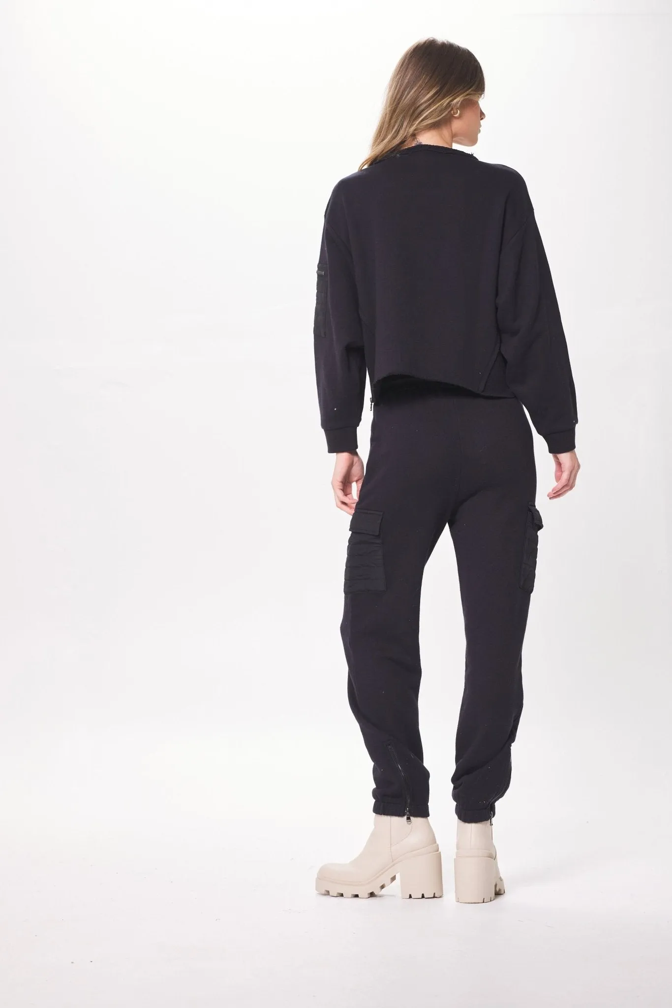 Black Heavy French Terry Utility Crewneck sold by Vintage Havana product image thumbnail 4