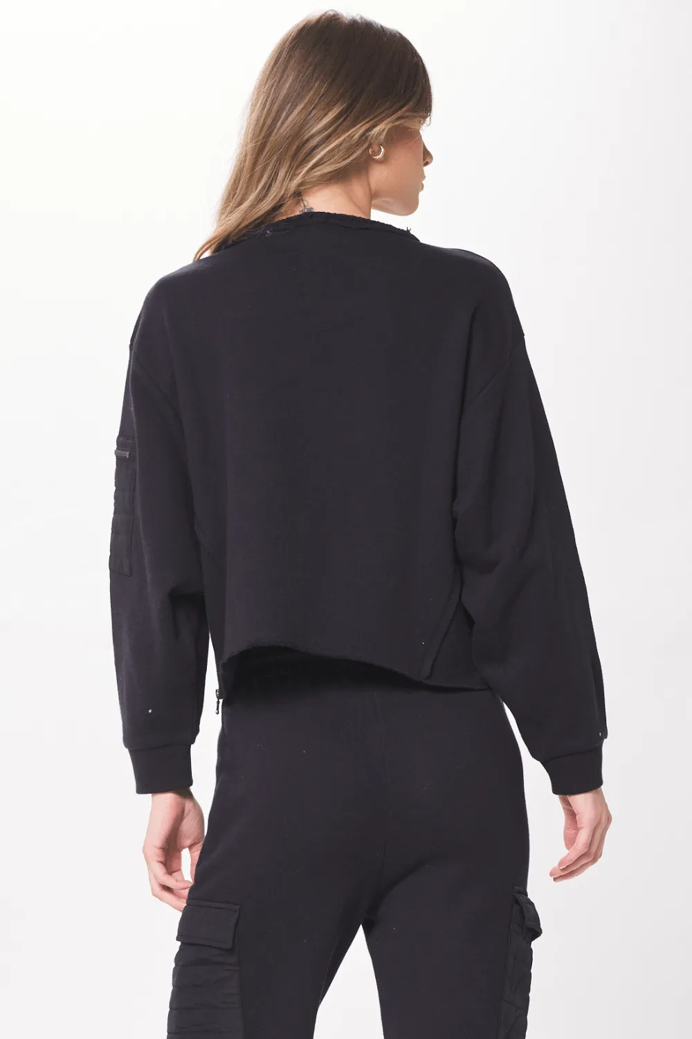 Black Heavy French Terry Utility Crewneck sold by Vintage Havana product image thumbnail 2