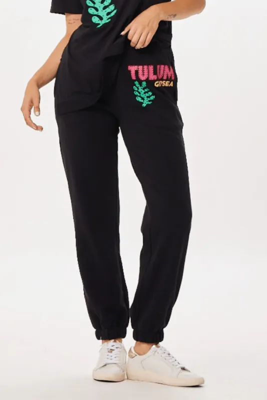 Black Tulum Jet Setter Surf Wash Jogger sold by Vintage Havana