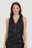 Black Leather Button Front Vest sold by Vintage Havana
