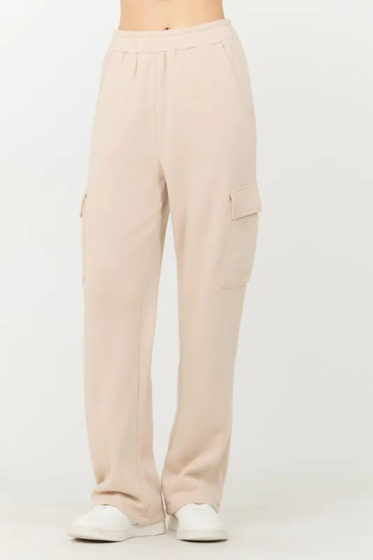Vanilla Cream Cashmere Fleece Cargo Pants made by Vintage Havana