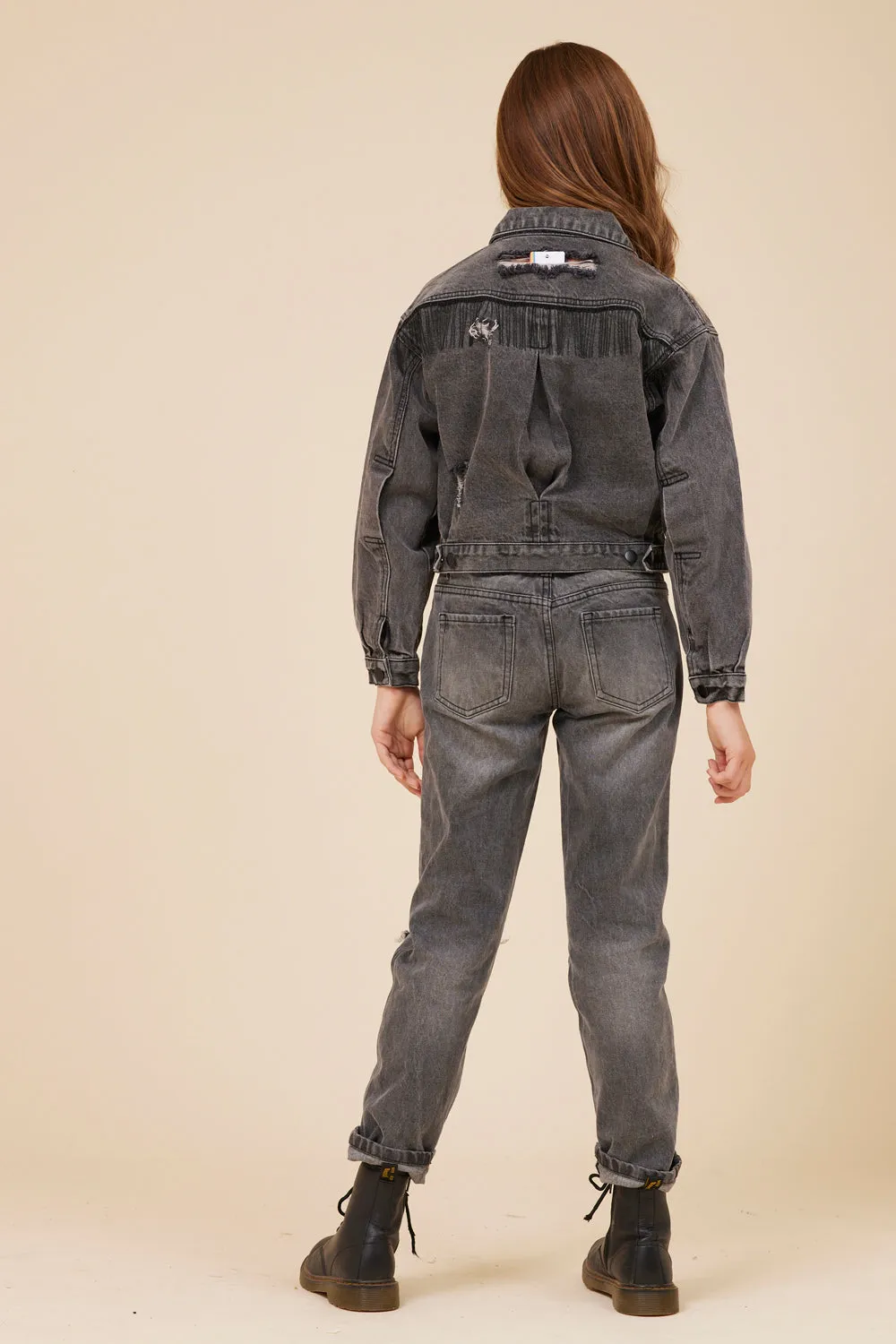 RHINESTONE FRINGE BLACK DENIM JACKET sold by Vintage Havana product image thumbnail 4