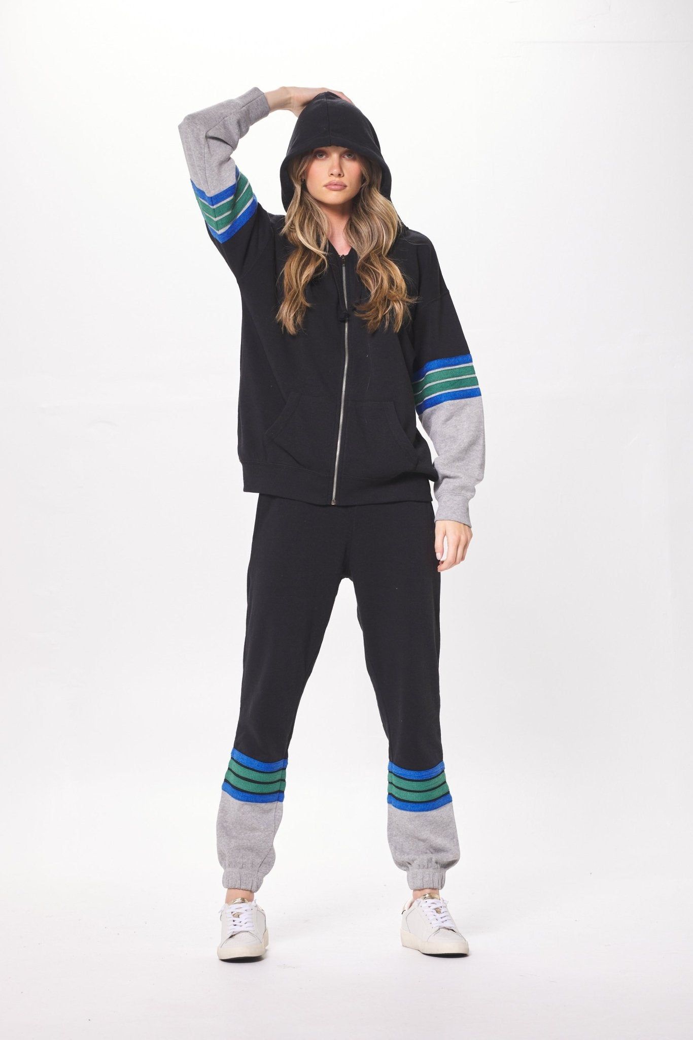 Black & Grey Fleece Zip Up Hoodie w/ Twill Tape sold by Vintage Havana product image thumbnail 3