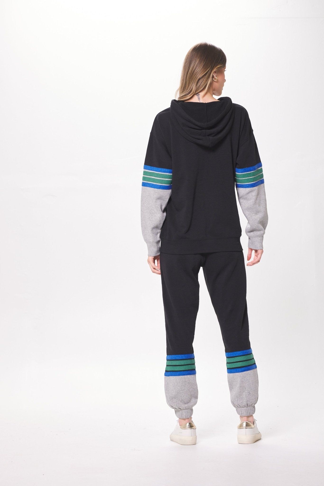 Black & Grey Fleece Zip Up Hoodie w/ Twill Tape sold by Vintage Havana product image thumbnail 4