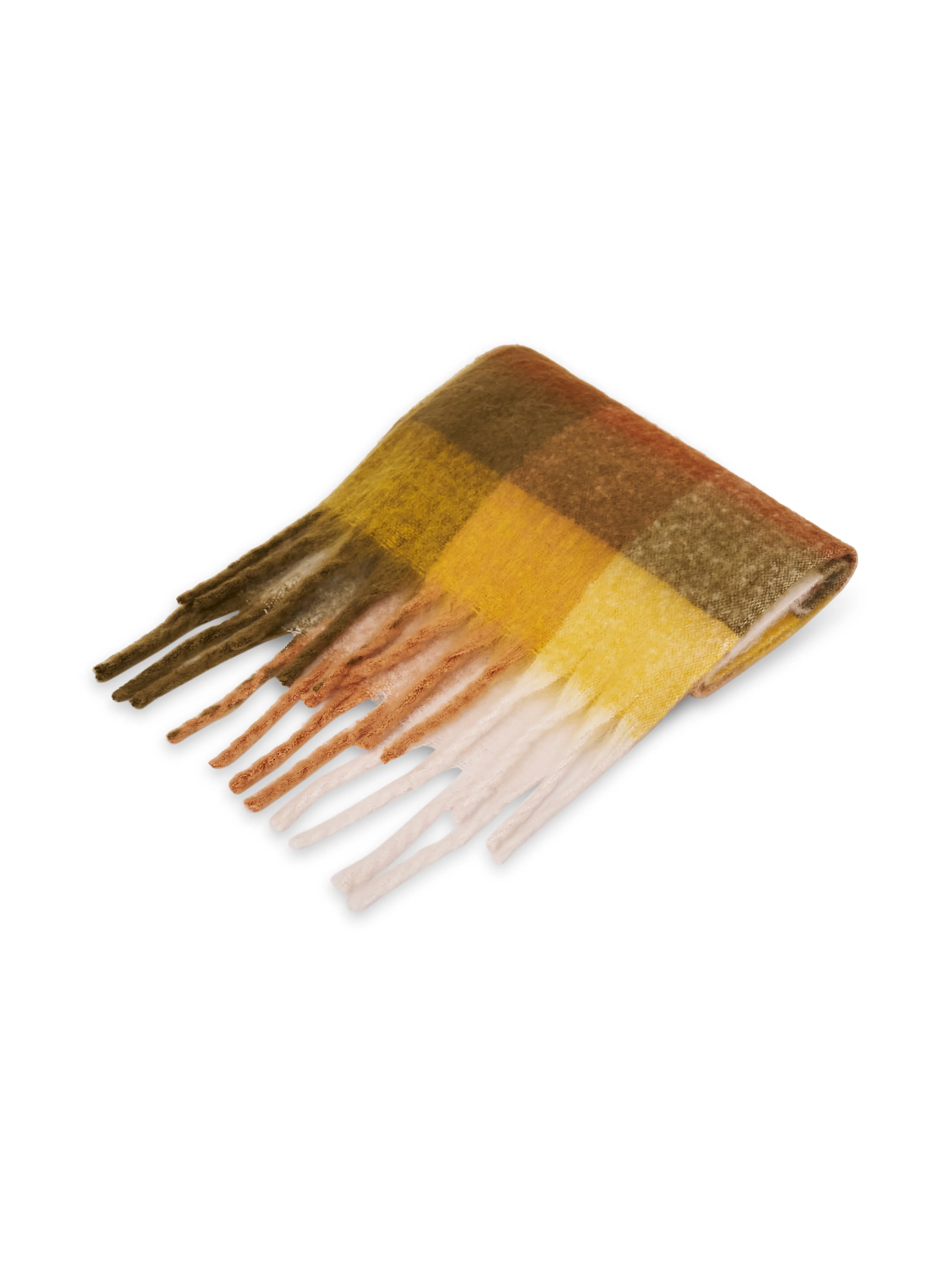 CHECK BRUSH TASSEL SCARF - YELLOW sold by Vintage Havana product image thumbnail 4