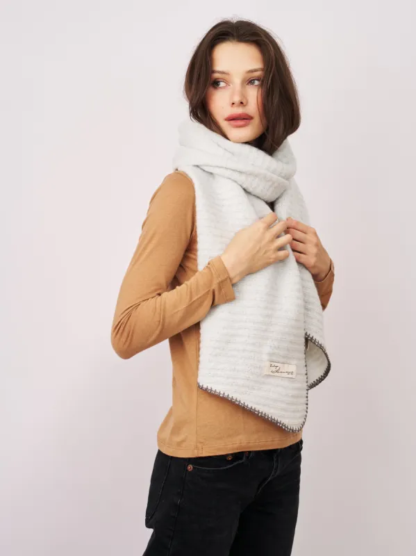 BLANKET STITCH KNIT SCARF - GREY/CHARCOAL sold by Vintage Havana