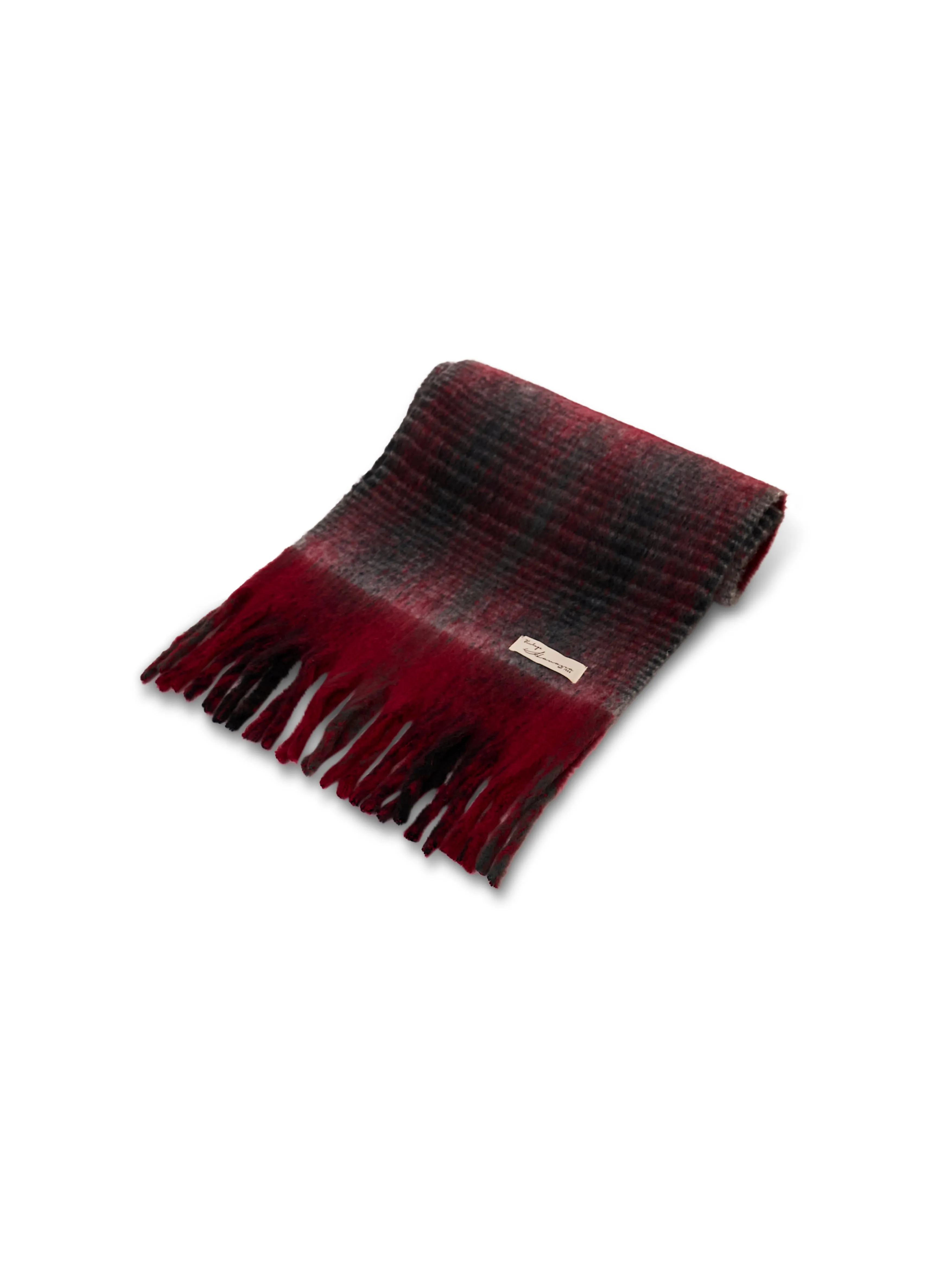 CHECK CHUNKY TASSEL SCARF - RED sold by Vintage Havana product image thumbnail 4