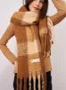 CHECK TASSEL SCARF - TAN sold by Vintage Havana