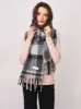 CHECK BRUSH TASSEL SCARF - BLACK sold by Vintage Havana