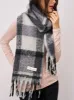CHECK BRUSH TASSEL SCARF - BLACK sold by Vintage Havana