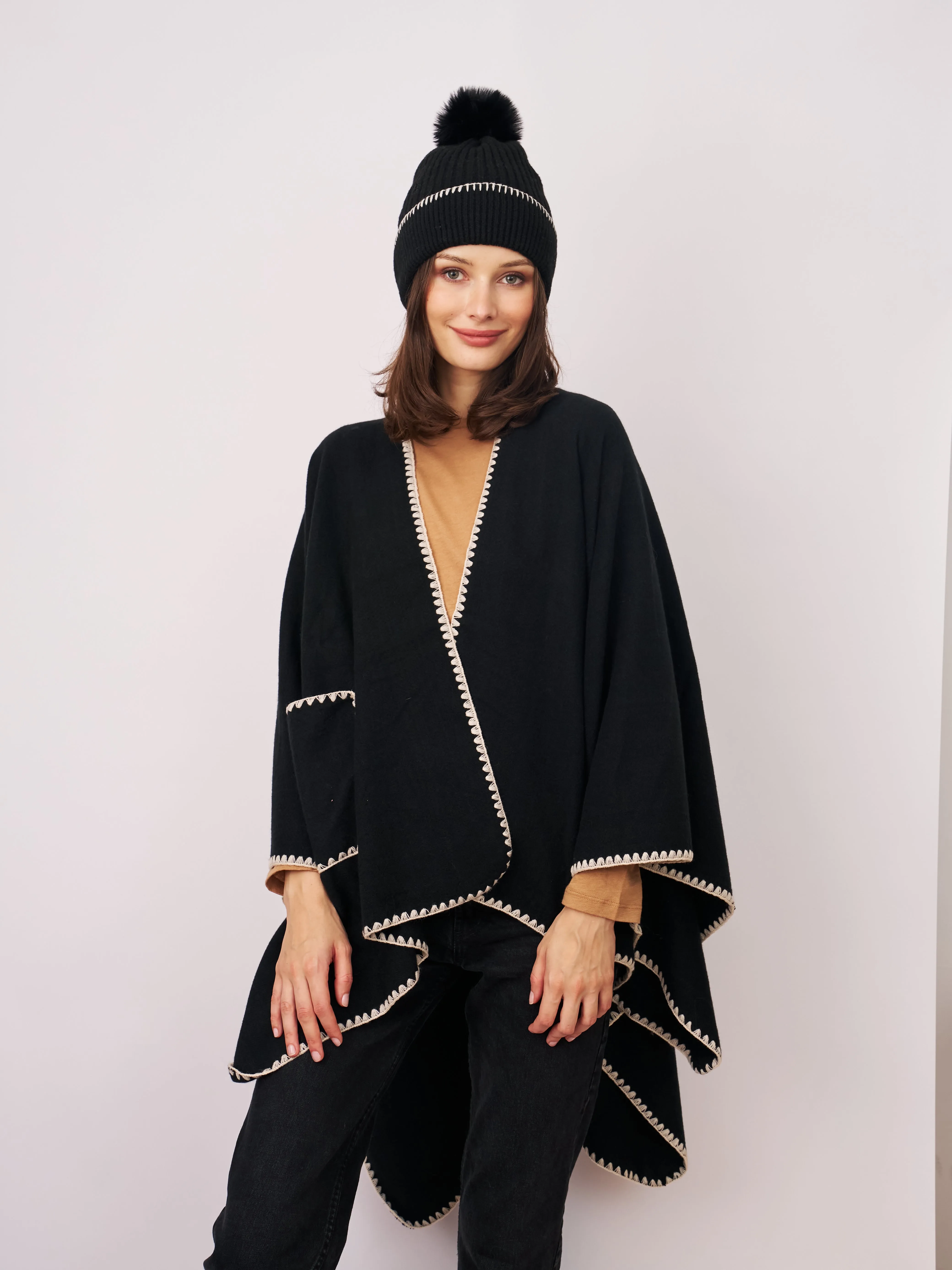 WHIPSTITCH RUANA WITH POCKETS sold by Vintage Havana