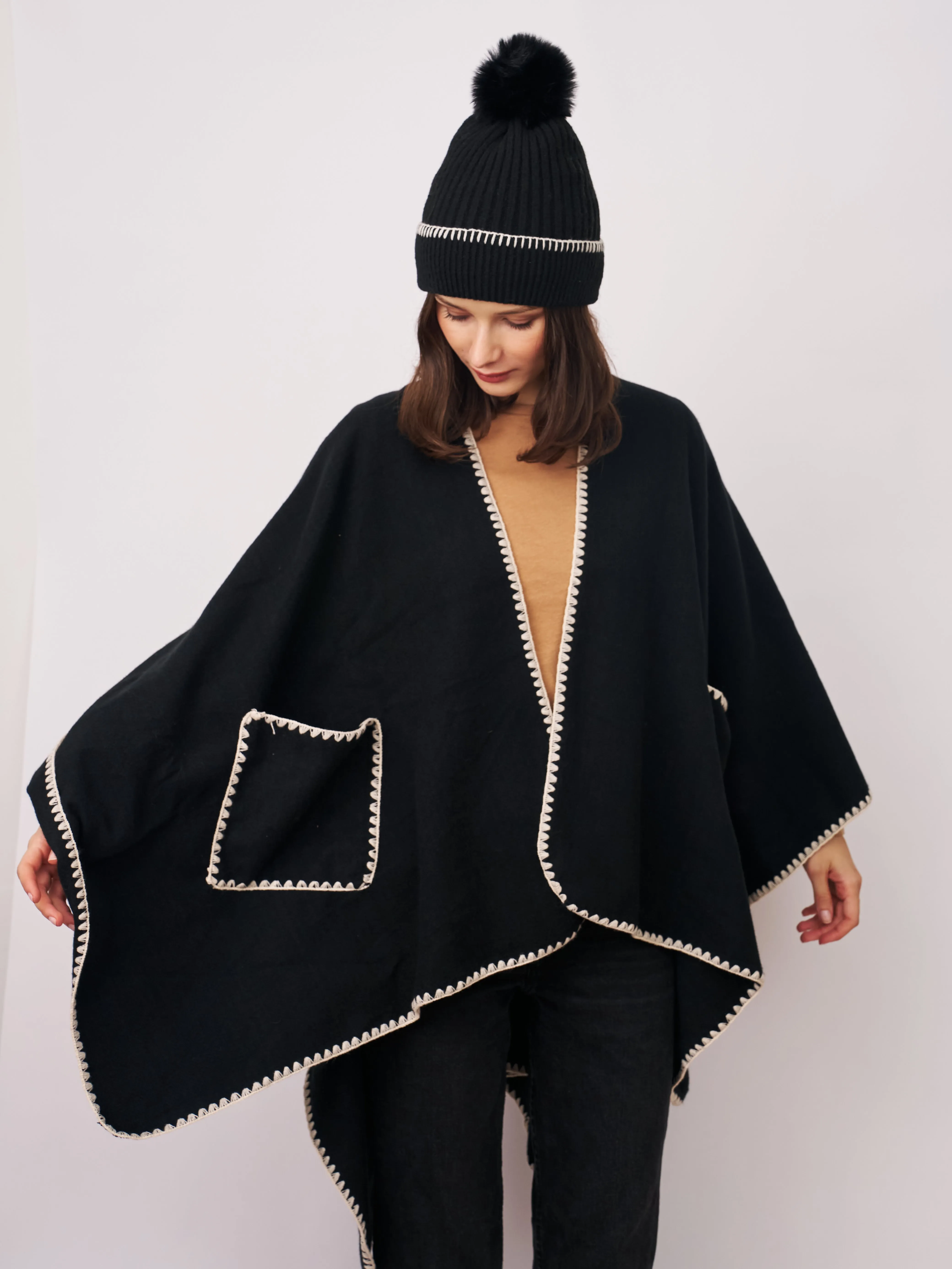 WHIPSTITCH RUANA WITH POCKETS sold by Vintage Havana product image thumbnail 2