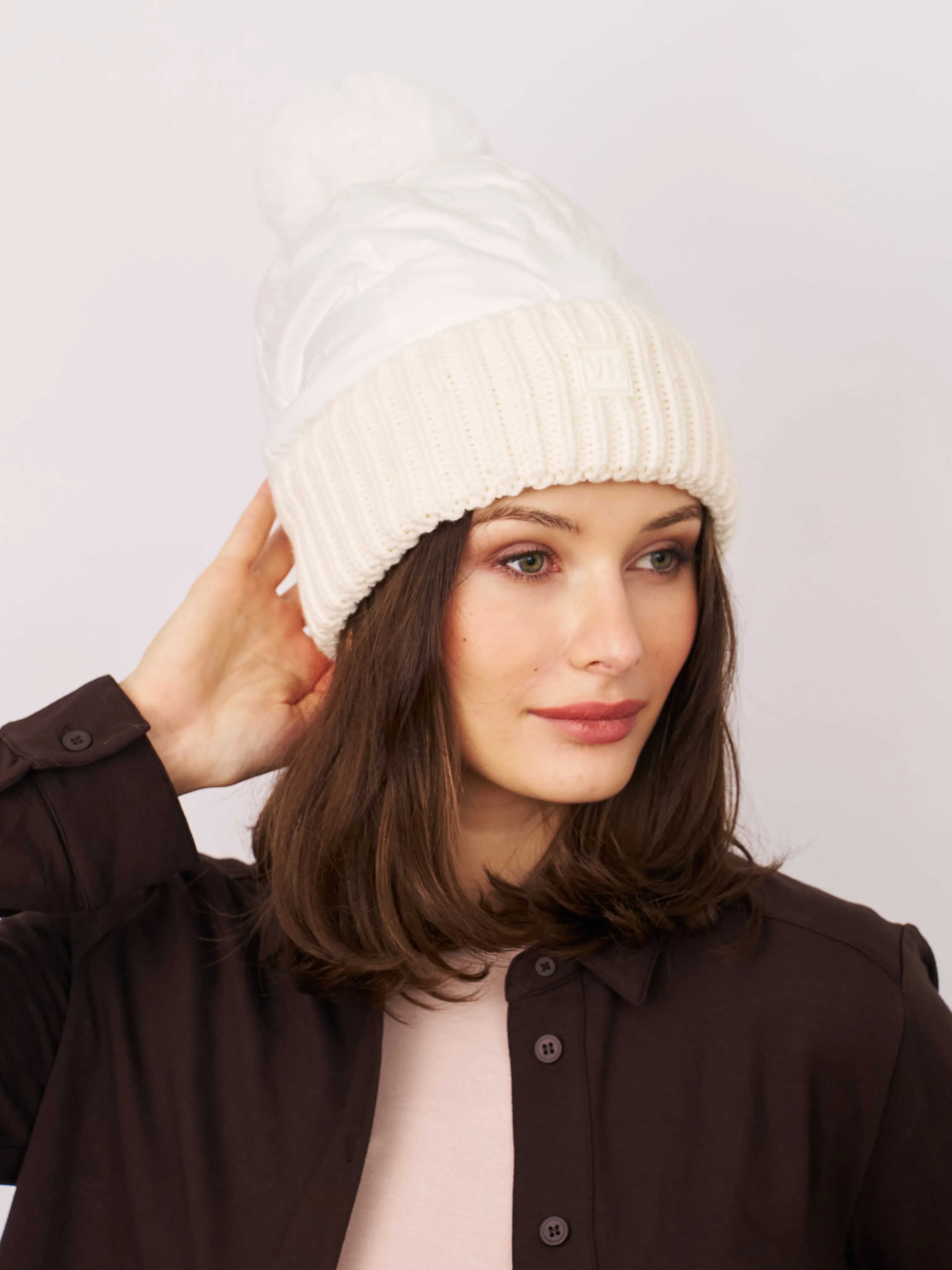 PUFFER POMPOM HAT - WHITE sold by Vintage Havana product image thumbnail 3