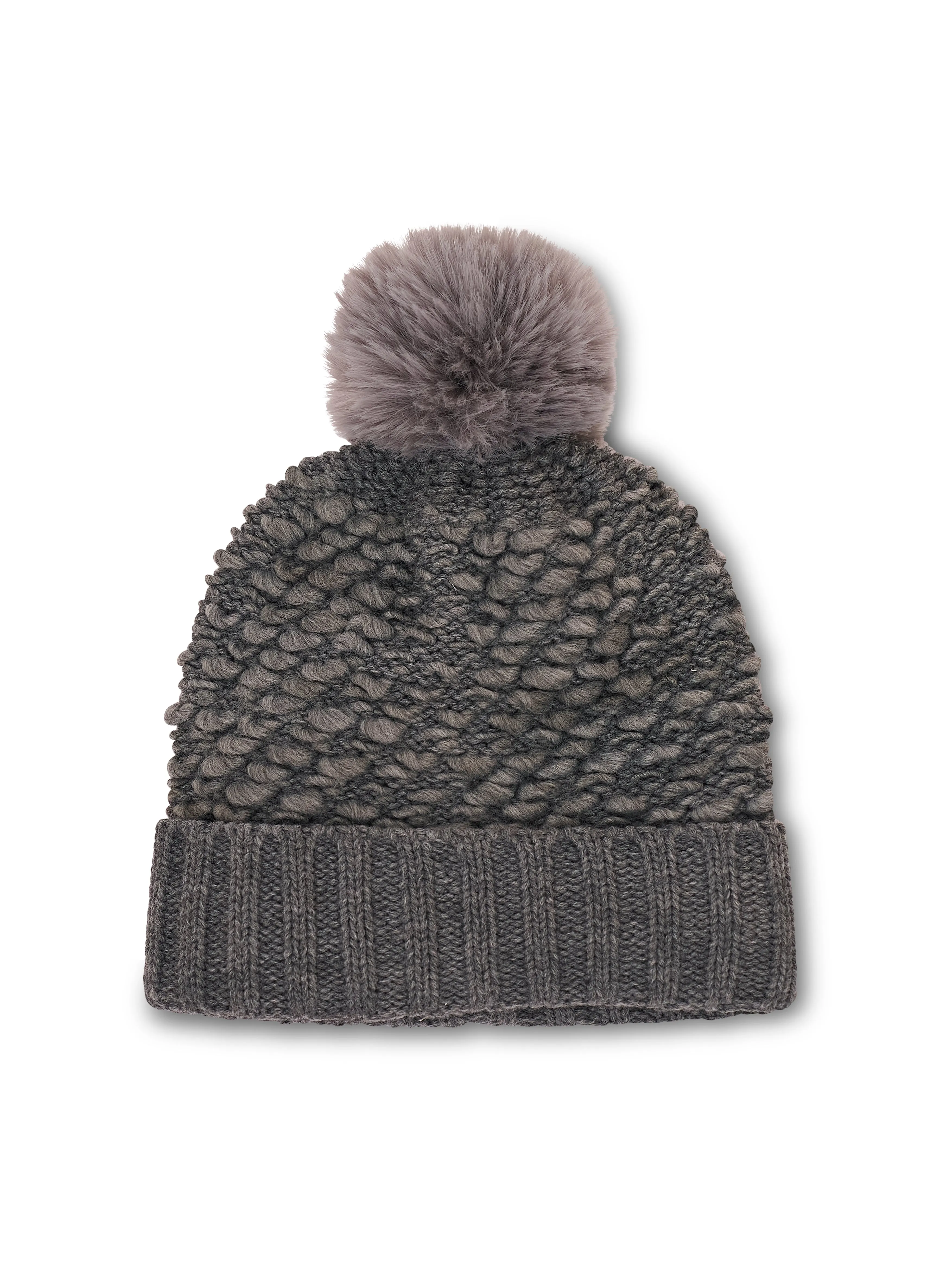 TURN UP POMPOM HAT - GREY sold by Vintage Havana product image thumbnail 4