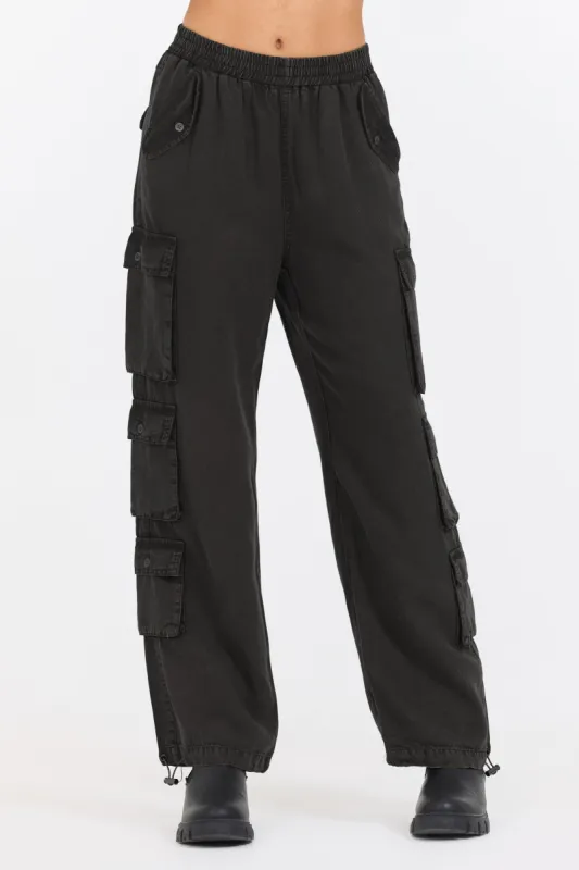 Black Tencel Cargo Pant sold by Vintage Havana