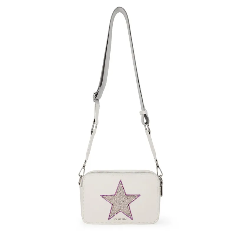 LINDA BAG- WHITE/PINK GLITTER sold by Vintage Havana