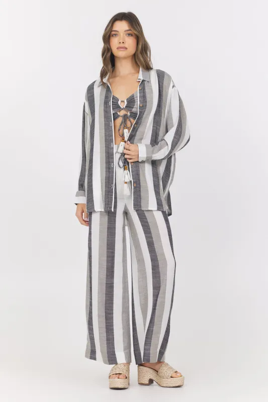 Lightweight Metallic Stripe Button Down sold by Vintage Havana