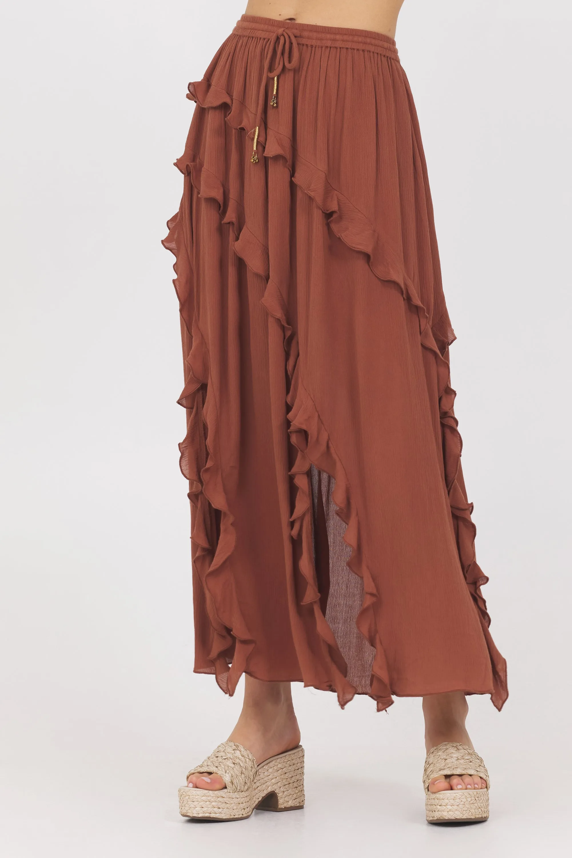 Sedona Sand Ruffle Maxi Skirt sold by Vintage Havana product image thumbnail 3