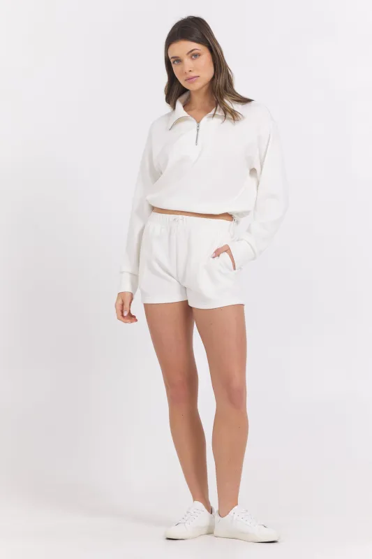 Egg Shell Cloud Shorts + Quarter Zip 2-Piece Set made by Vintage Havana