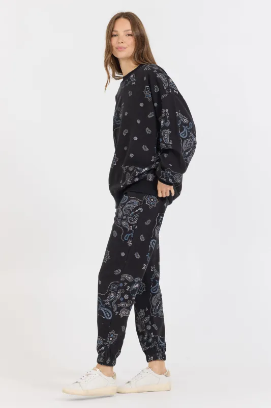 Black Bandana Printed Crew + Jogger 2-Piece Set sold by Vintage Havana