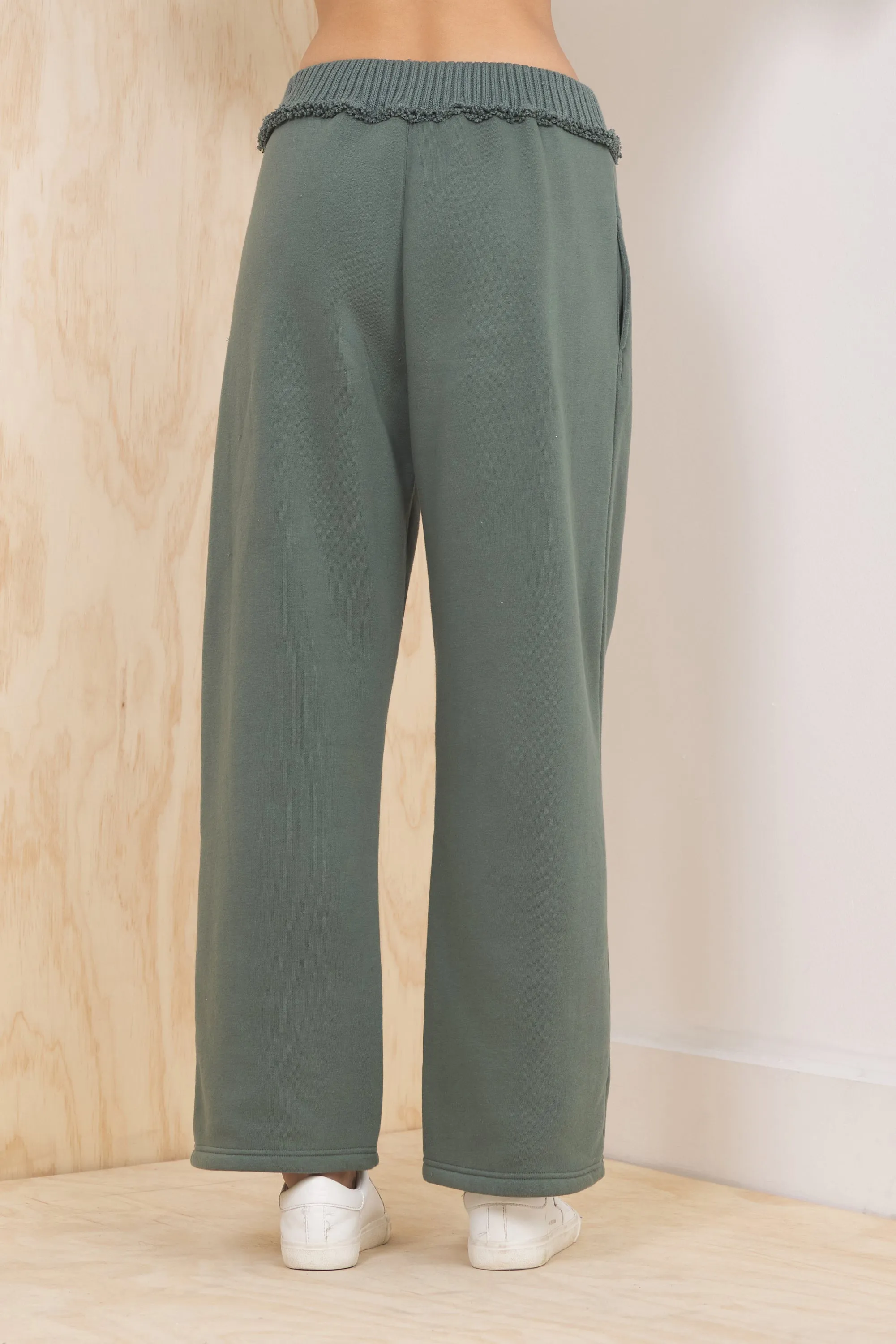 Fleece Pant with Rib Waistband - Olive sold by Vintage Havana product image thumbnail 2