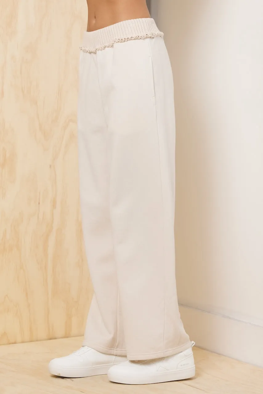 Fleece Pant with Rib Waistband - Bone sold by Vintage Havana