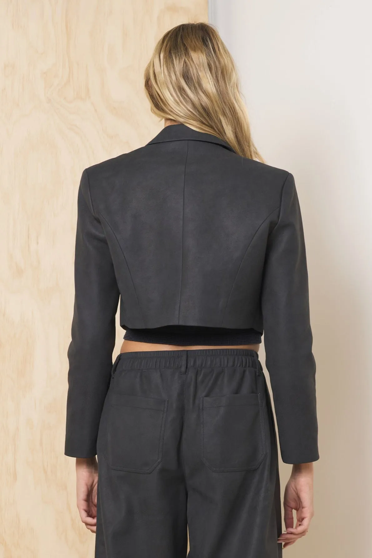 Faux Leather Cropped Blazer sold by Vintage Havana product image thumbnail 2