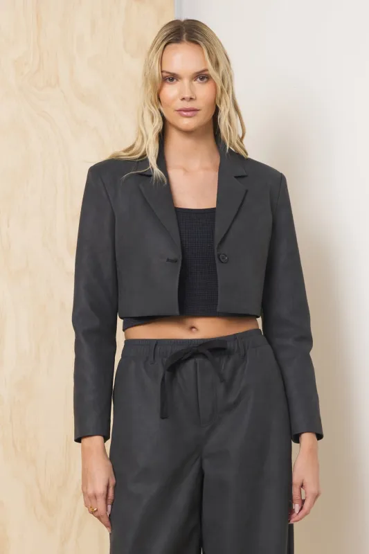 Faux Leather Cropped Blazer sold by Vintage Havana