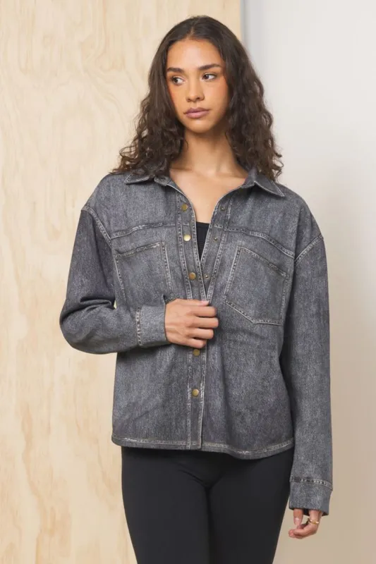 Denim Fleece Shacket sold by Vintage Havana