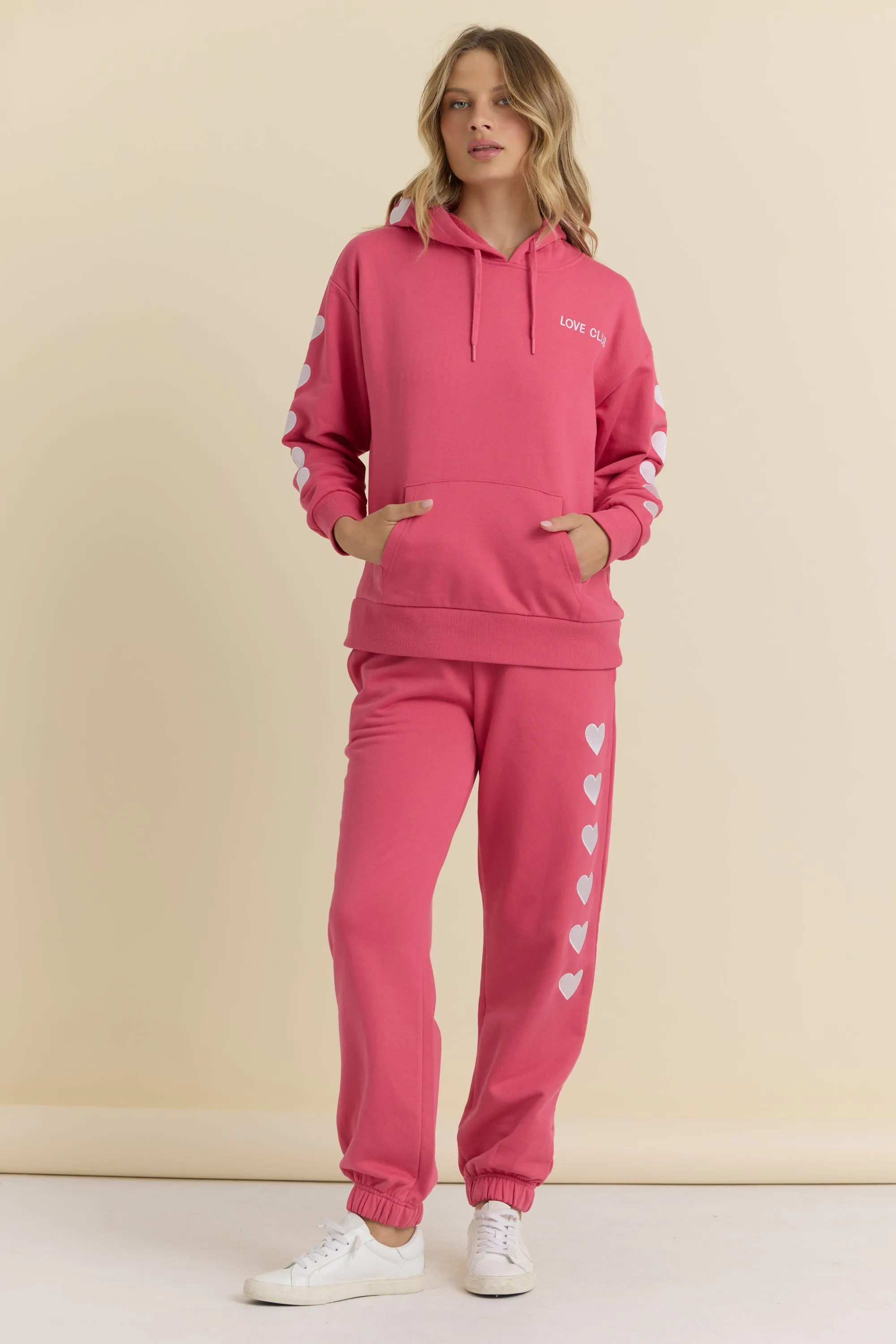 Heart Embroidered French Terry Joggers sold by Vintage Havana