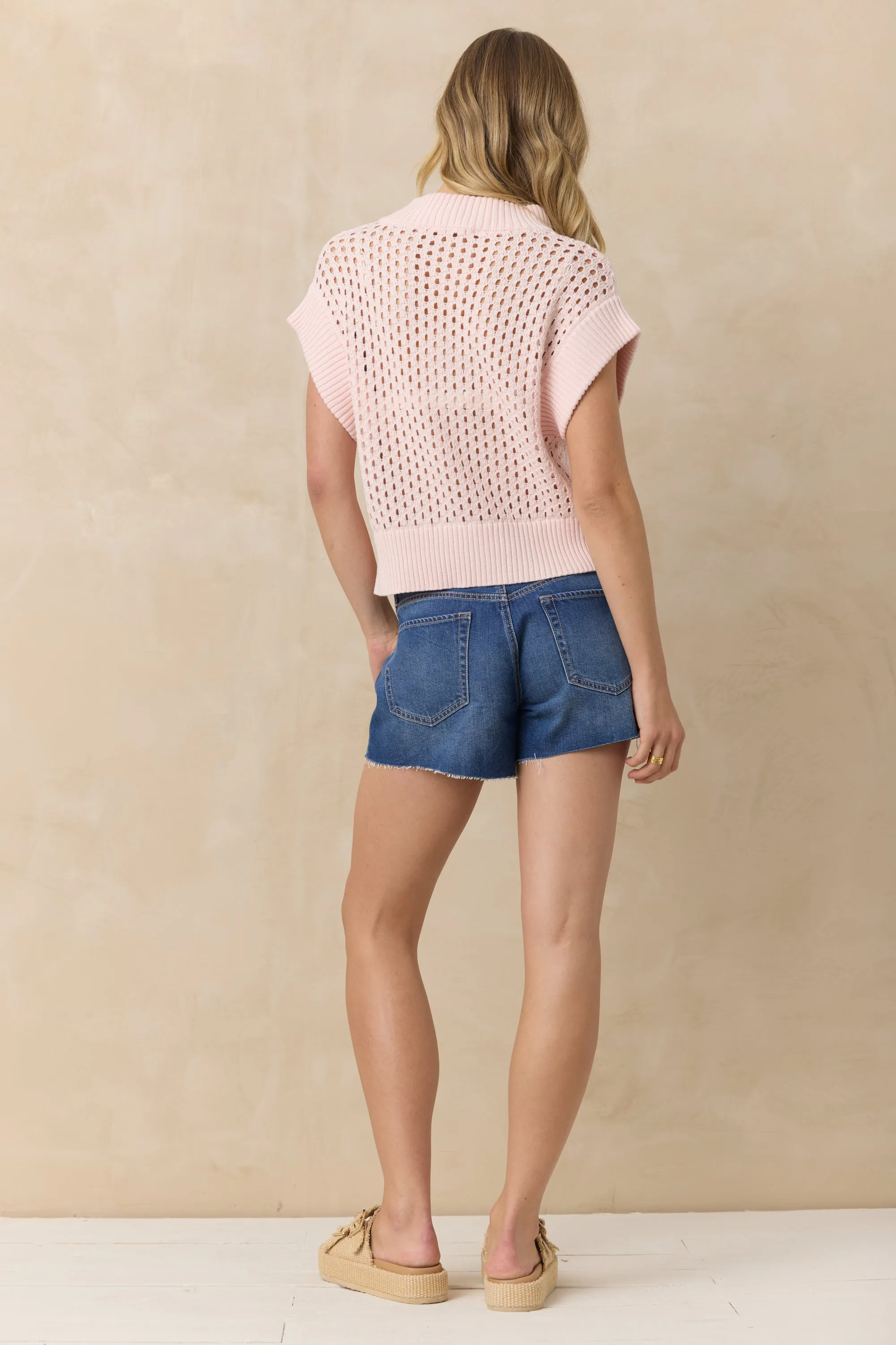 Open Knit Short Sleeve Quarter Zip Sweater sold by Vintage Havana product image thumbnail 5