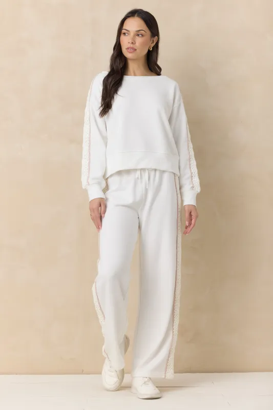 French Terry Crew Sweatshirt with Square Crochet Insert sold by Vintage Havana