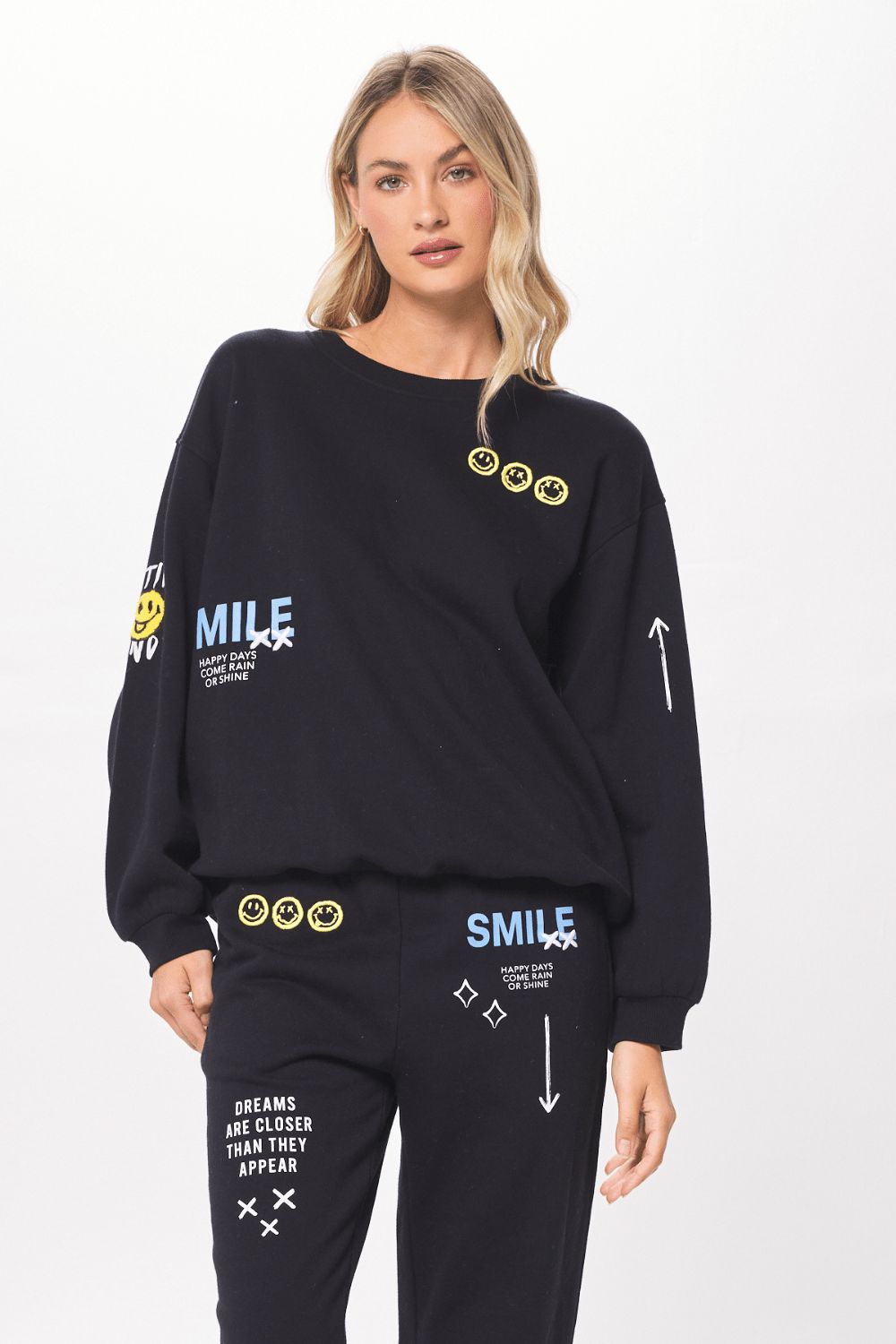 Black & Multicolor Heavy Surfwash Fleece Crewneck w/ Graffiti sold by Vintage Havana