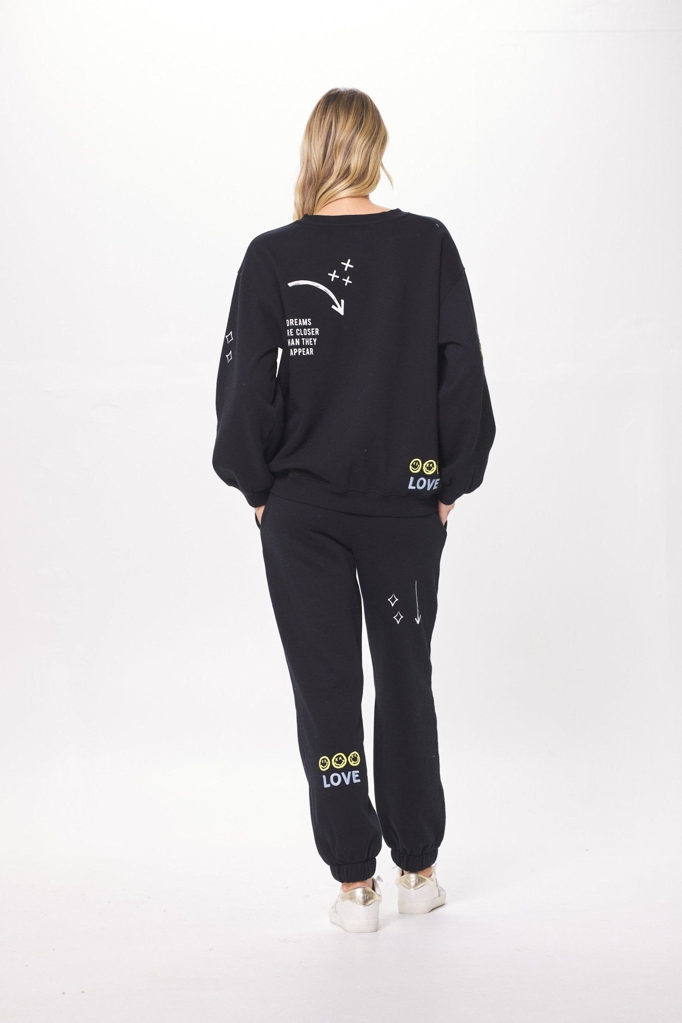 Black & Multicolor Heavy Surfwash Fleece Crewneck w/ Graffiti sold by Vintage Havana product image thumbnail 4