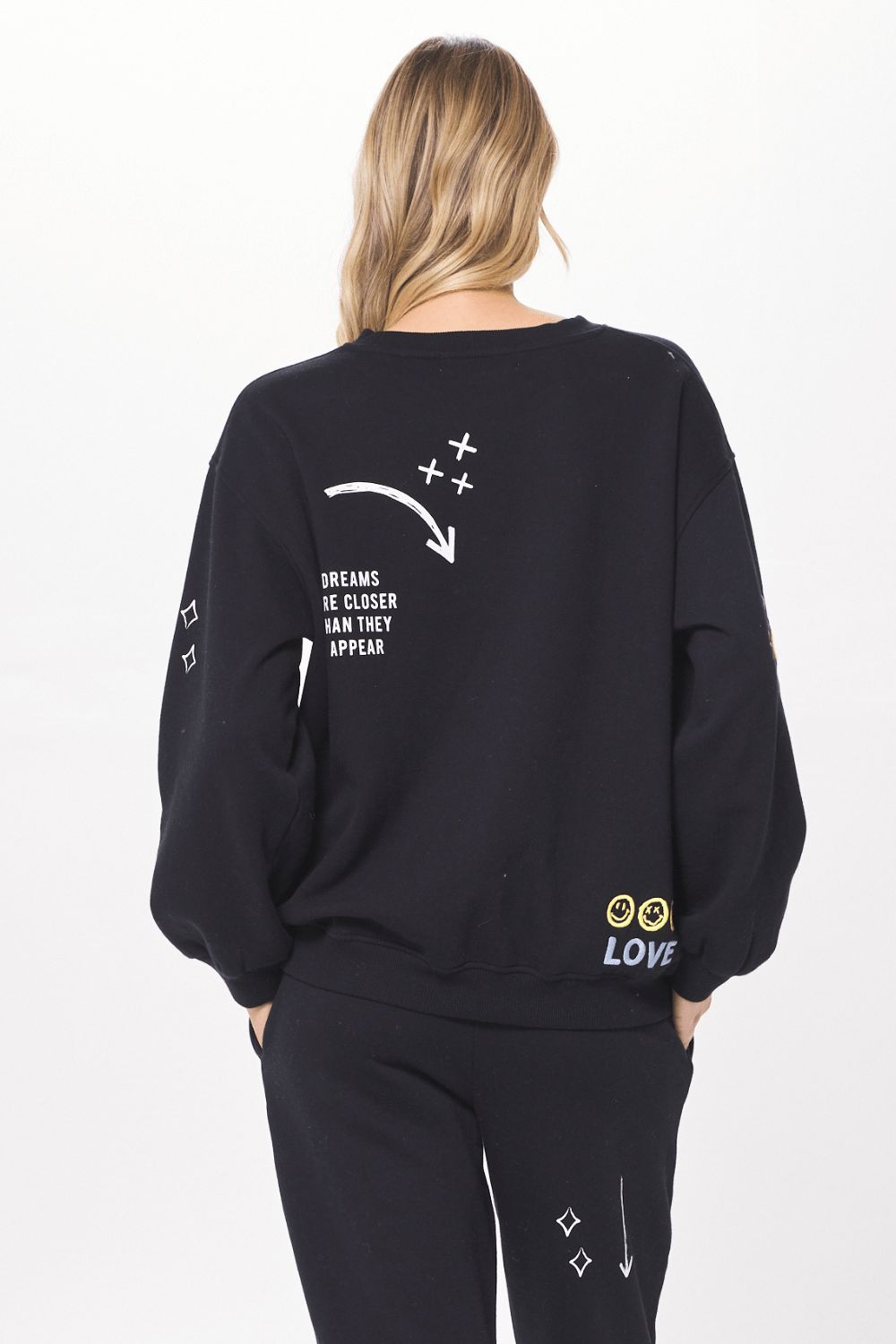 Black & Multicolor Heavy Surfwash Fleece Crewneck w/ Graffiti sold by Vintage Havana product image thumbnail 2