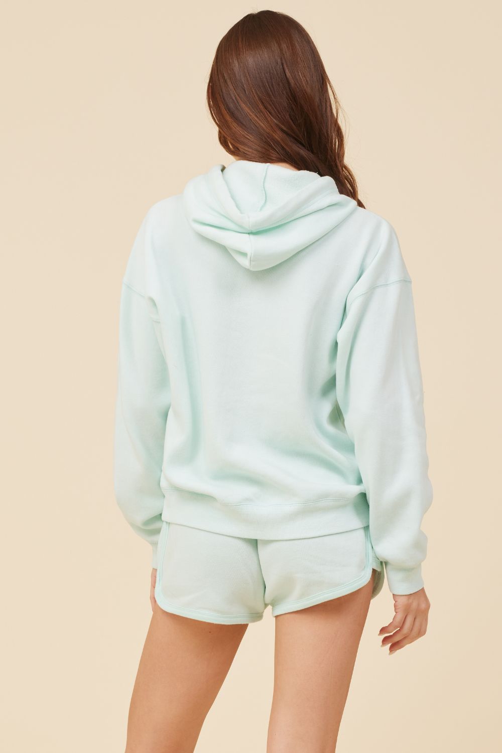Light Aqua w/ Multicolor Burnout Fleece Embroidered Hoodie sold by Vintage Havana product image thumbnail 2