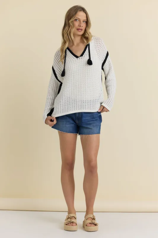 Contrast Crochet Hoodie made by Vintage Havana