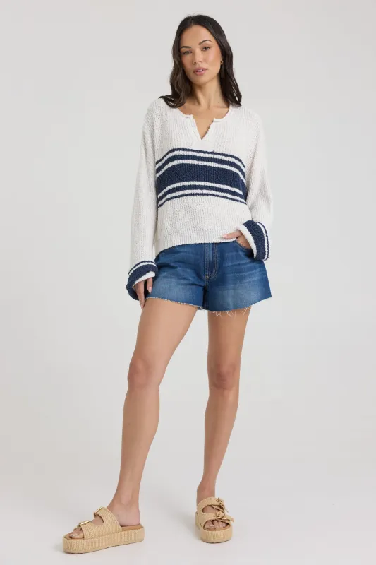 V Neck Sweater with Contrast Stripe sold by Vintage Havana