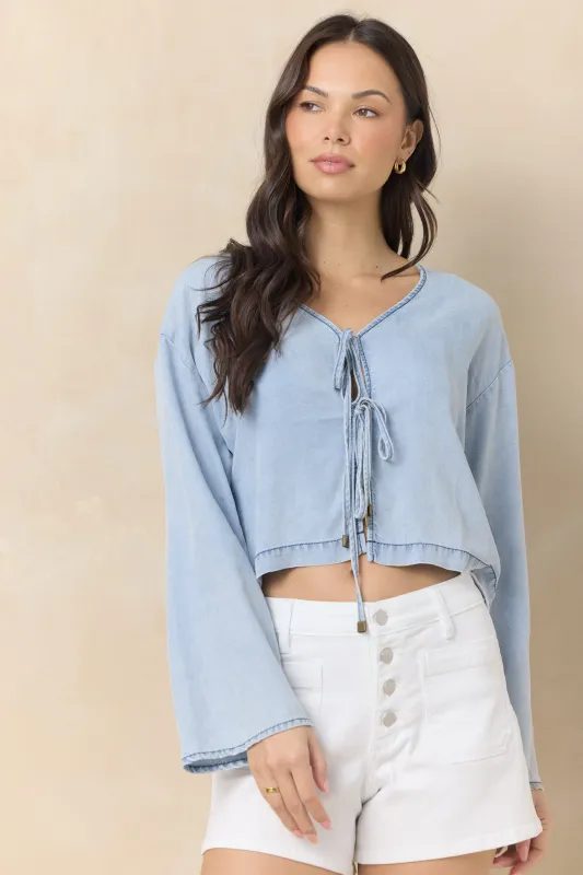 Tencel Tie Front Top made by Vintage Havana