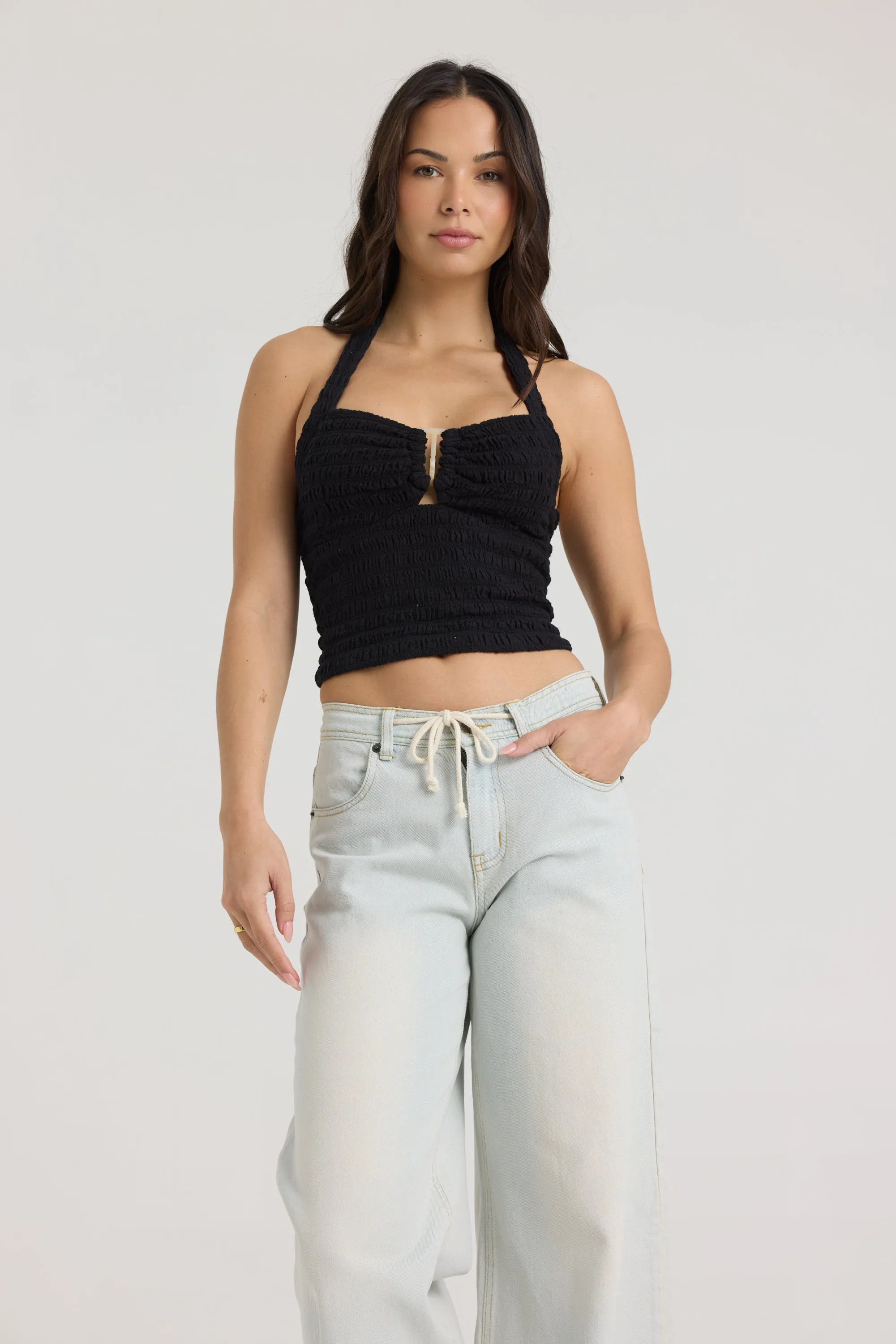 Smocked Linen Halter Top sold by Vintage Havana