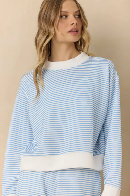 Striped Cloud Fleece Mock Neck made by Vintage Havana