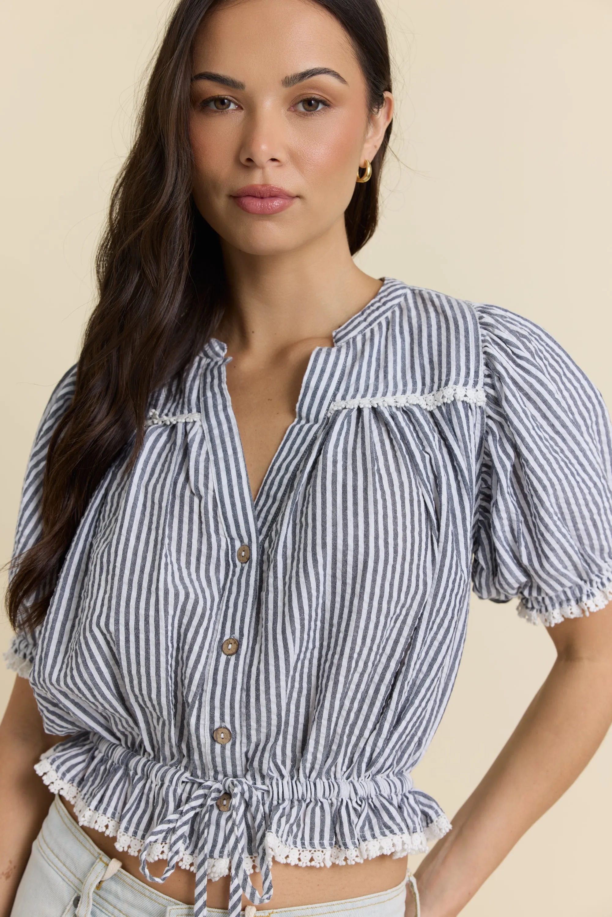 Puff Sleeve Woven Top sold by Vintage Havana