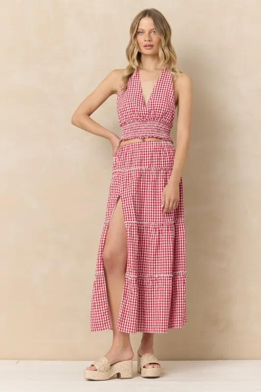 Woven Maxi Skirt with Slit made by Vintage Havana