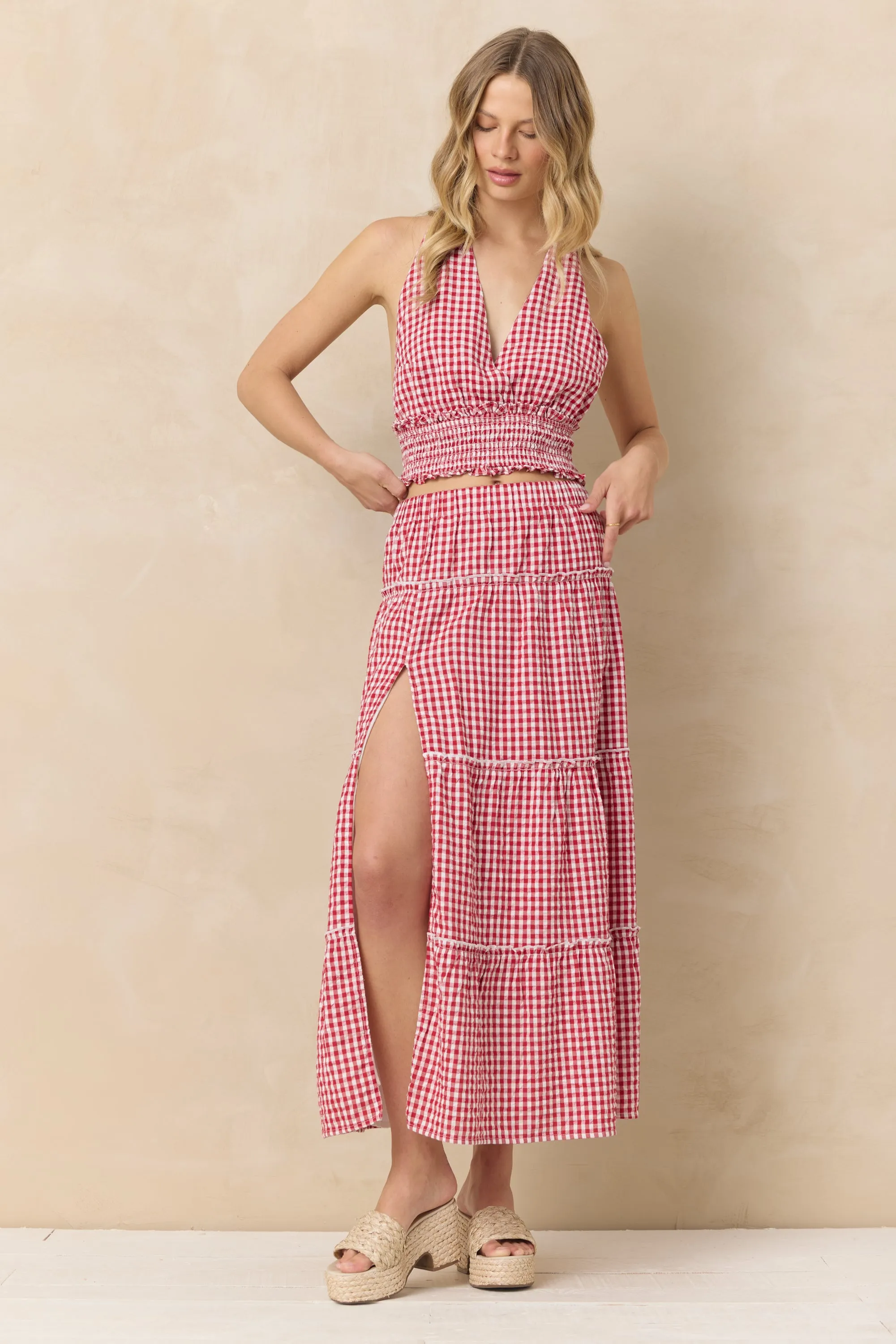 Woven Maxi Skirt with Slit sold by Vintage Havana product image thumbnail 4