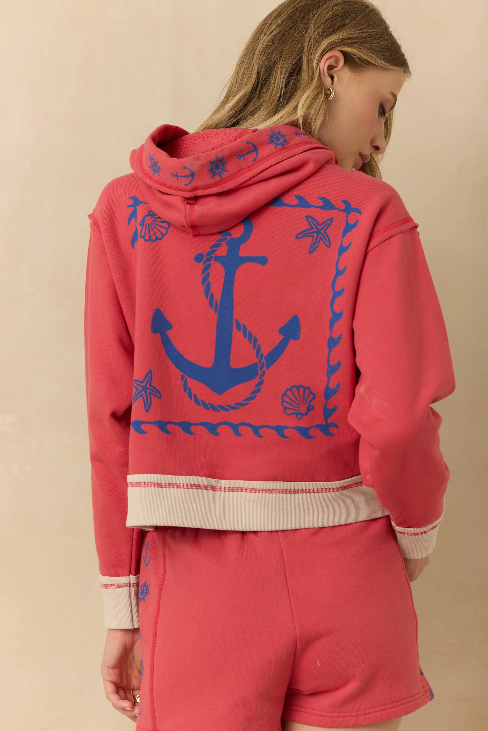 French Terry Nautical Print Hoodie sold by Vintage Havana product image thumbnail 2