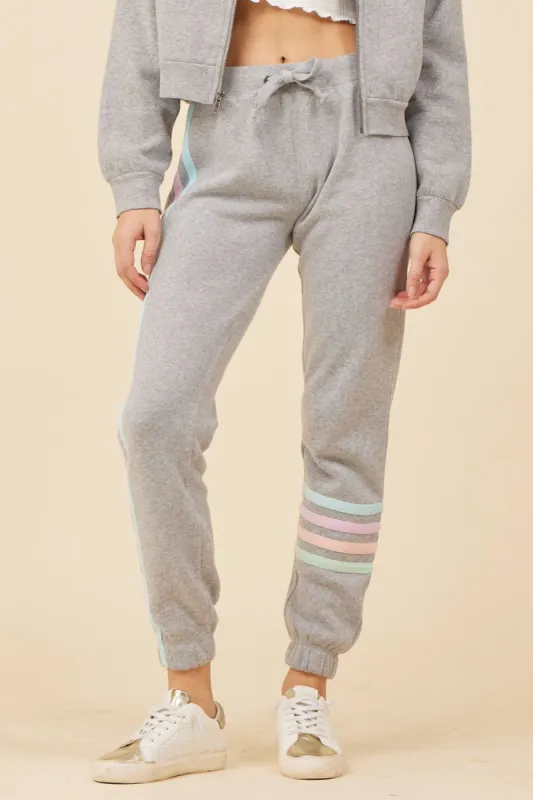 Heather Grey w/ Sorbet Twill Tape Stripes Burnout Jogger sold by Vintage Havana