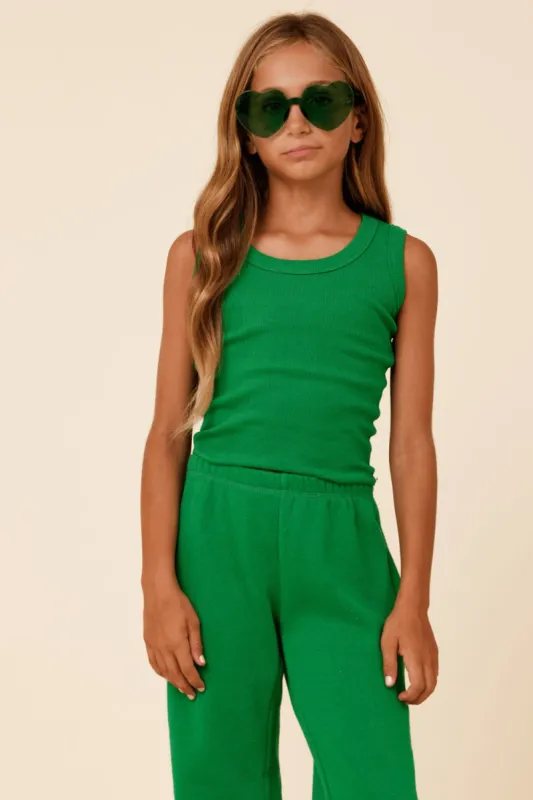 Kelly Green Ribbed Tank sold by Vintage Havana