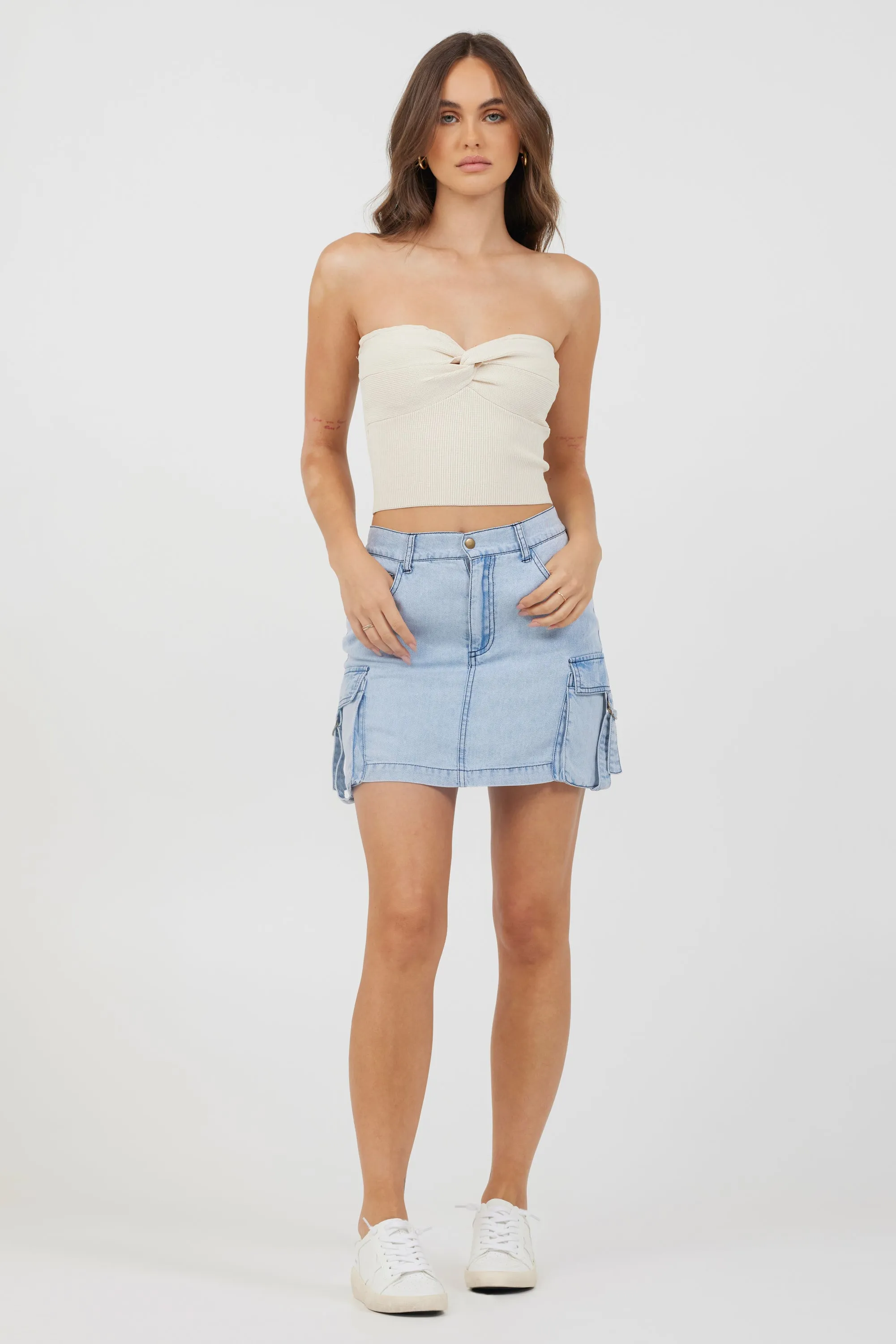 Sunrise Sand Rib Knit Twist Front Tube Top sold by Vintage Havana product image thumbnail 5