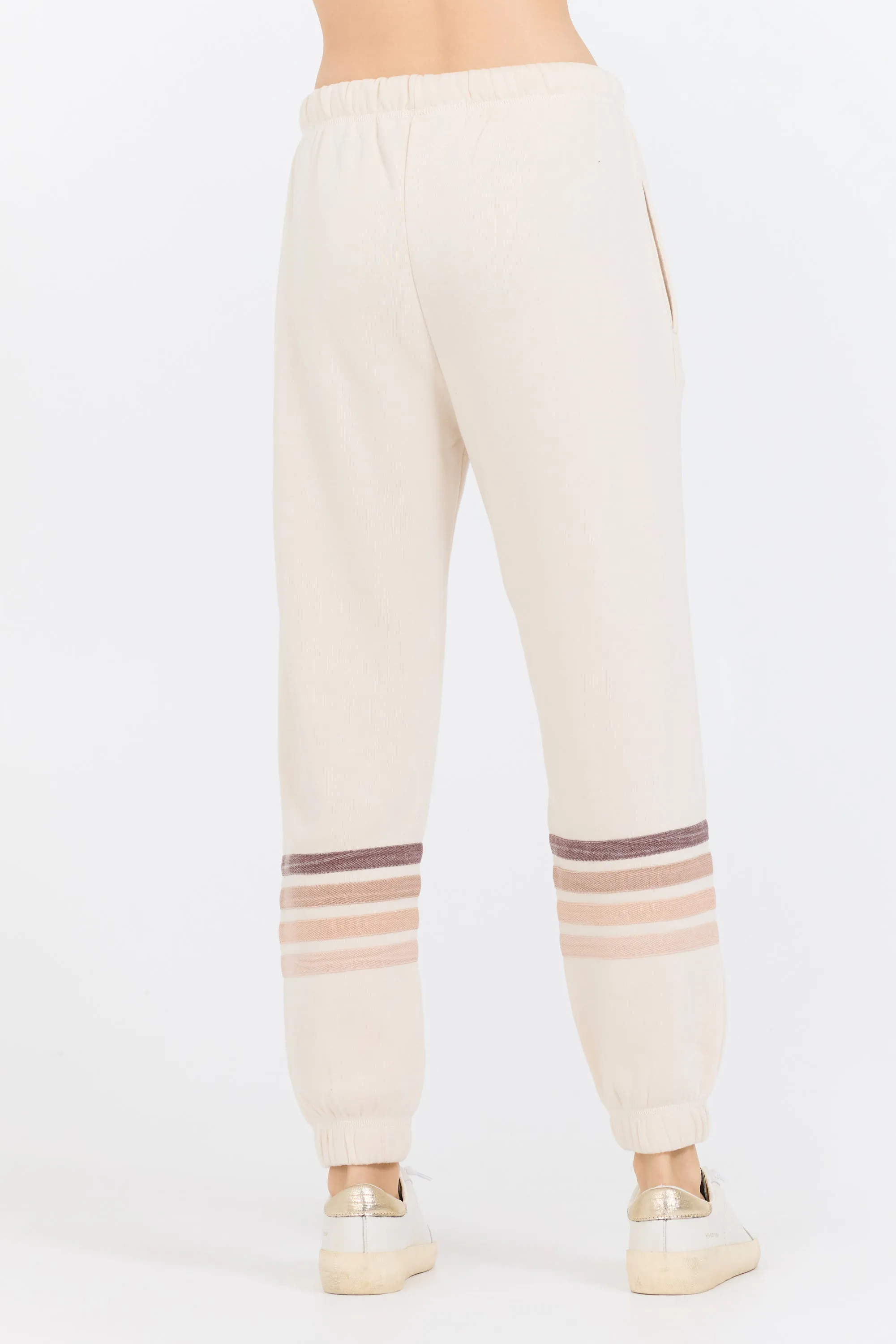 French Vanilla W/ Neutral Stripe Burnout Fleece Jogger sold by Vintage Havana product image thumbnail 3
