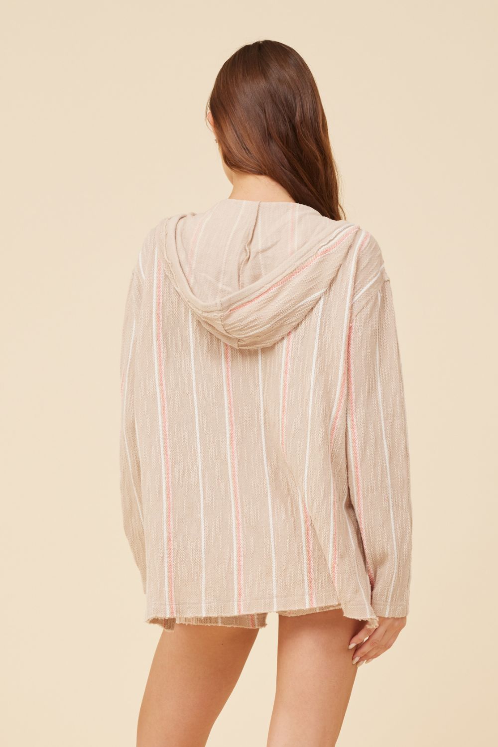 Soft Tan w/ Mixed Stripes Textured Hoodie sold by Vintage Havana product image thumbnail 2